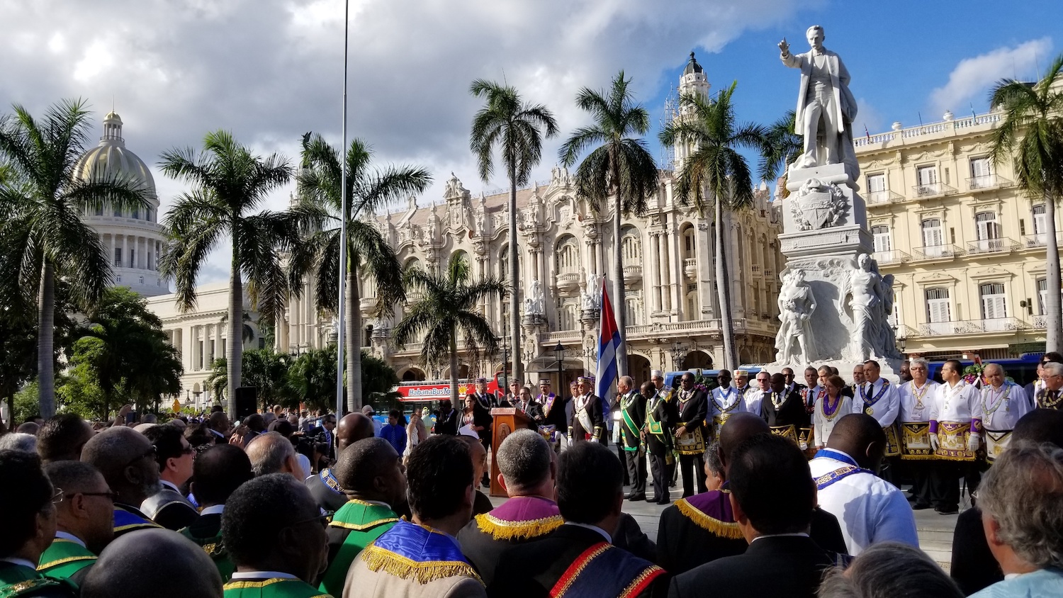 Members of Lodge Jose Naken with M∴W∴ Zamora Grand Master, the Grand Marshal, and the Grand Secretary